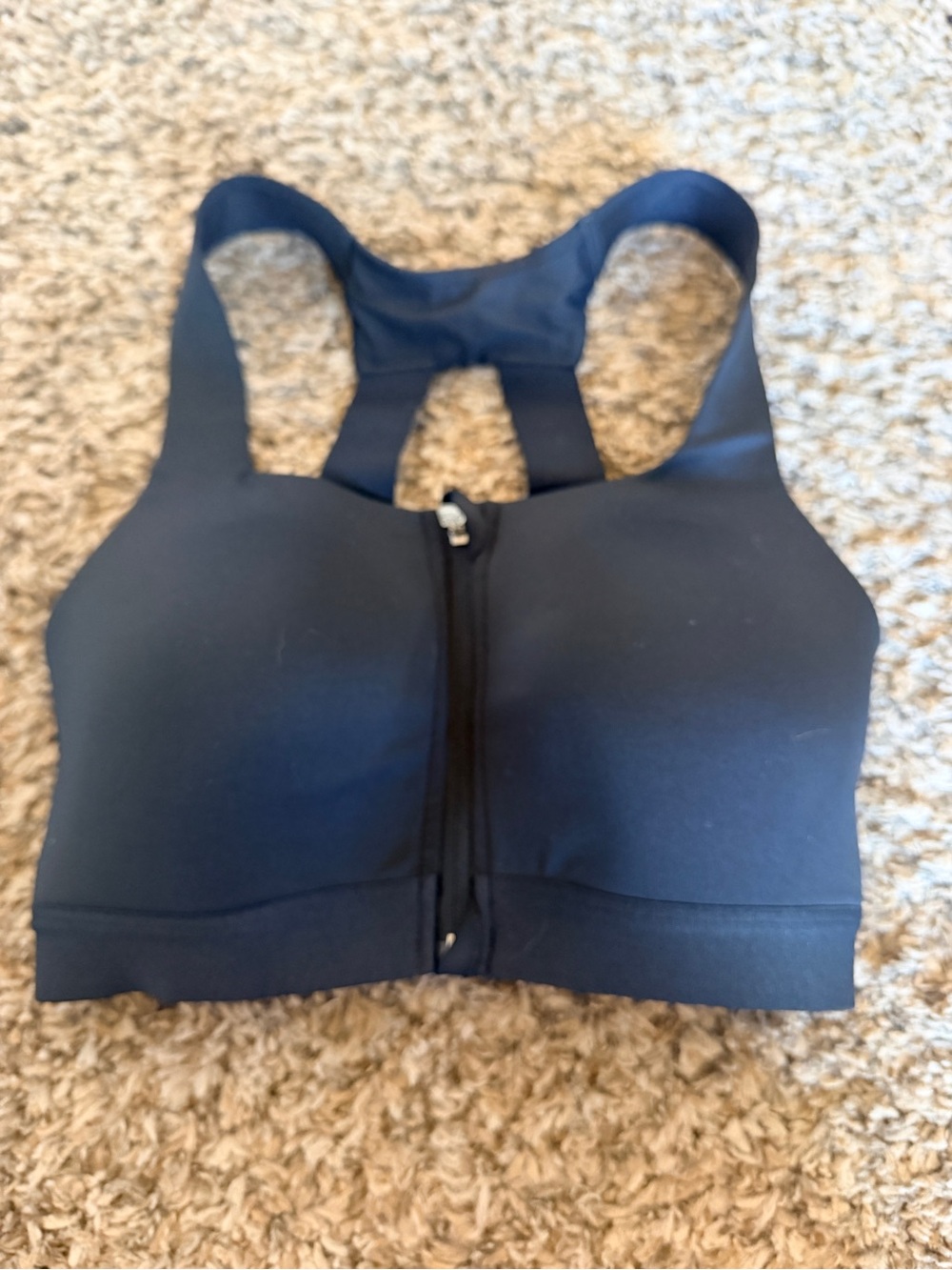 Front-Zip Black Sports Bra -34C